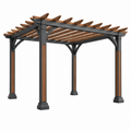 Pergola da giardino 300 x 300 x 250 cm in metallo e legno marrone/nero con tetto a listelli