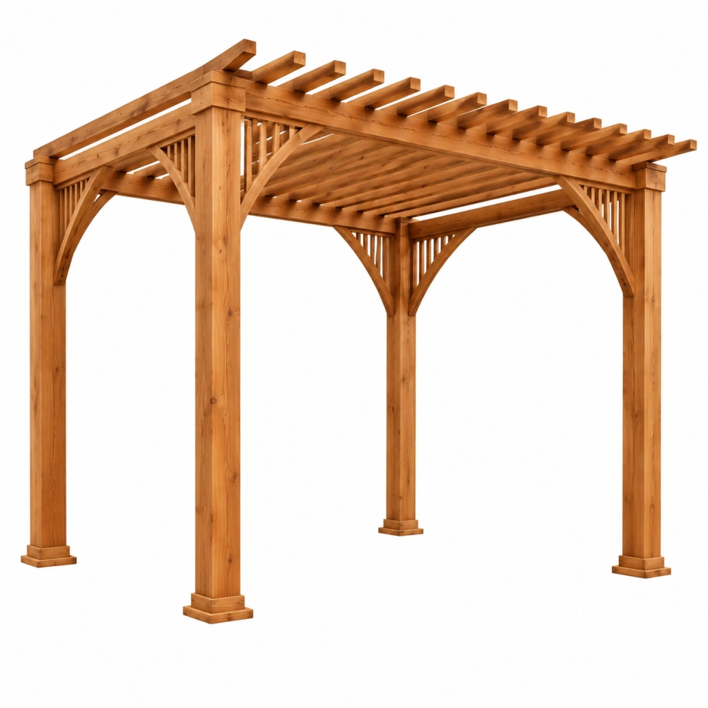 Pergola da giardino 360 x 360 x 240 cm in legno marrone - struttura ombreggiante a doghe