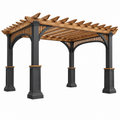 Pergola da giardino 300 x 300 x 240 cm in legno e metallo marrone/nero con listelli