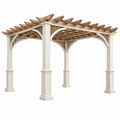 Pergola da giardino 400 x 300 x 250 cm in legno bianco e naturale - struttura ombreggiante classica
