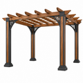 Pergola da giardino 300 x 300 x 250 cm in legno e metallo marrone e nero - struttura a doghe per esterno