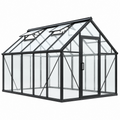 Serra da giardino 190 x 190 x 195 cm in alluminio nero con pannelli trasparenti e tetto ventilato