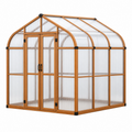 Serra da giardino 240 x 180 x 220 cm in legno marrone e pannelli trasparenti con tetto curvo