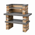 Barbecue da giardino 120 x 60 x 180 cm in pietra grigio beige marrone con griglia in acciaio