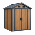 Casetta da giardino 180 x 120 x 190 cm effetto legno con struttura in metallo e doppia porta